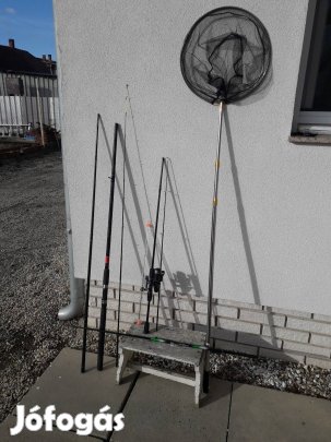 Horgászbot(pergető,spicc teleszkópos ),orsó,háló