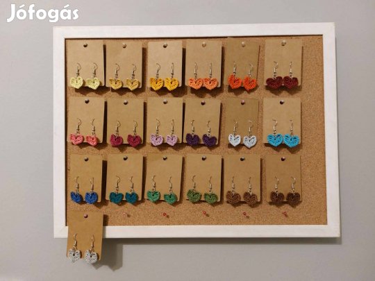 Horgolt fülbevaló - szív alakú