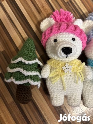 Horgolt maci pár karácsonyi dísz