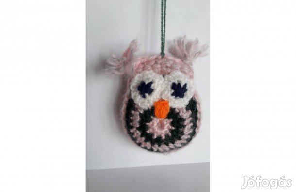 Horgolt színes bagoly akasztóval_