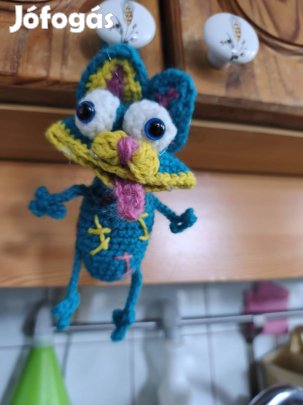 Horgolt táskadisz (vicces macska)