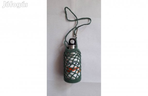 Horgolt zöld palacktartó kulacstartó új