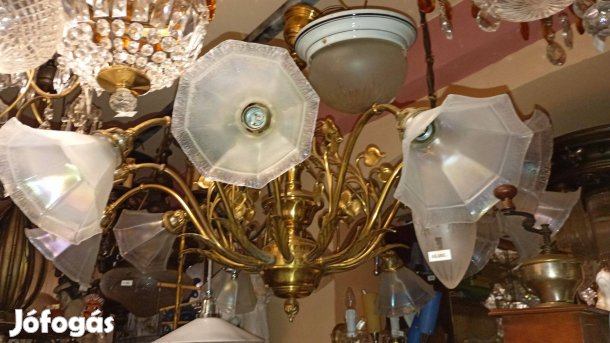 Horvát Márton üveg búrás réz csillár