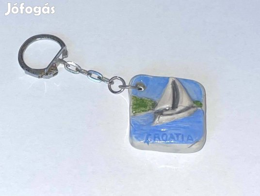 Horvátország Trogir új kulcstartó - Croatia porcelán ajándék dísztárgy