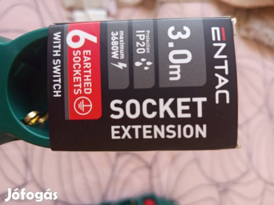 Hosszabbító 6 aljzatos kapcsolható új 