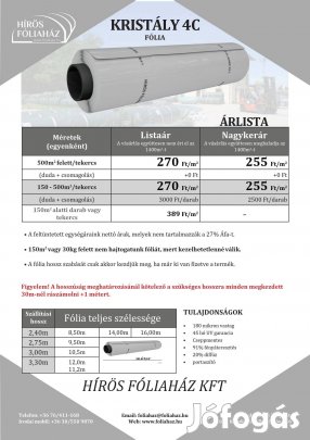 Hosszméretre vágott belső fólia, sátor fólia, agrofólia, silófólia