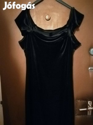 Hosszú,fekete franciabársony estélyi ruha,butikból,44-méret,új!/69