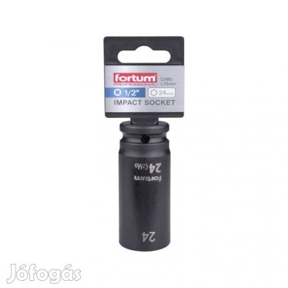 Hosszú gépi dugókulcs 1/2" 24 mm Cr-Mo Fortum