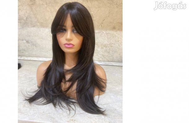 Hosszú sötétbarna természetes paróka - kezelt emberi hajból