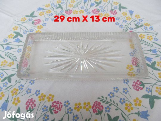 Hosszú süteményes üveg tál