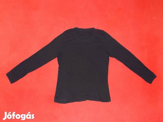 Hosszú ujjú fekete póló 152-158-as, 12-13 évesre