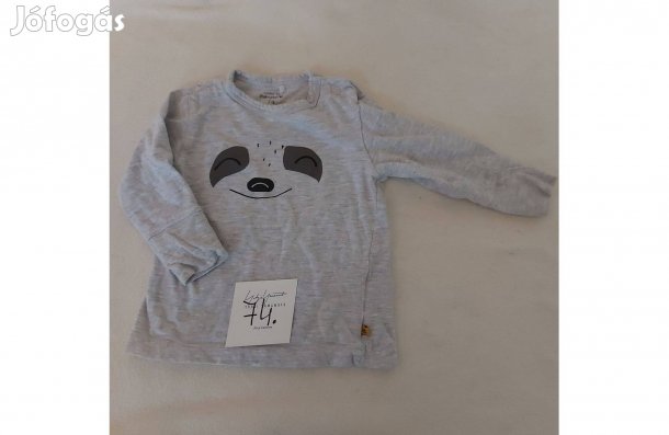 Hosszúujjú kisfiú póló, 74-es méretű, szürke alapon mintás