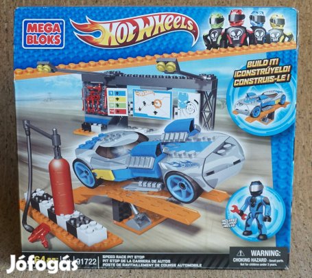 Hot Wheels Mega Blocks autós szett építőkészlet + autó vezető + javító