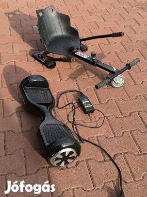 Hoverboard, egy hozzá tartozó gokart felépítménnyel.