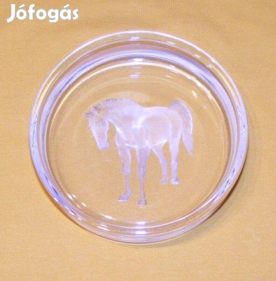 Hoya japán kristály ló, lovas üveg tálka