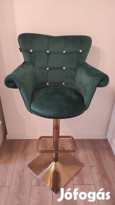 Hröveform zöld bársony bárszék 