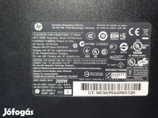 Hstnn-DA24 200W-os HP laptop töltő