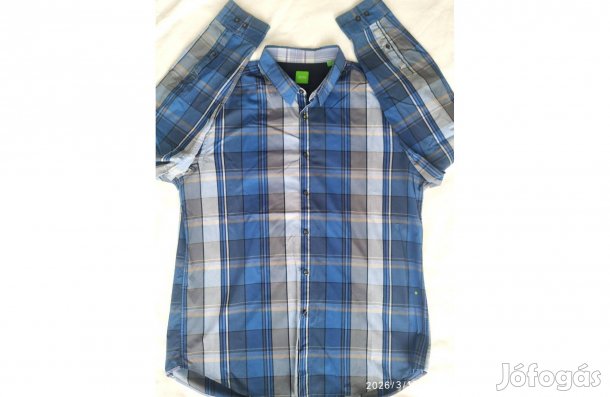 Hugo Boss exclusive zöld cimkés, kék kockás ing