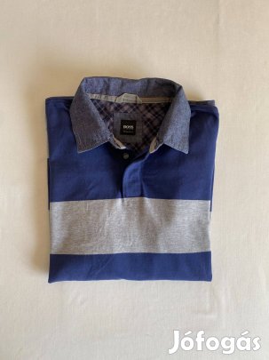 Hugo Boss férfi hosszú ujjú galléros pulóver, L-es