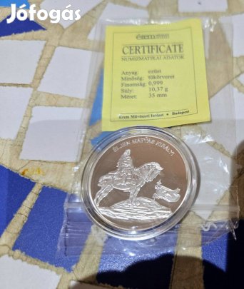 Hunyadi Mátyás ezüst érme Nemzetünk nagyjai sorozat