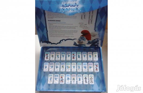 Hupikék törpikék teljes dominósor tárolódobozban