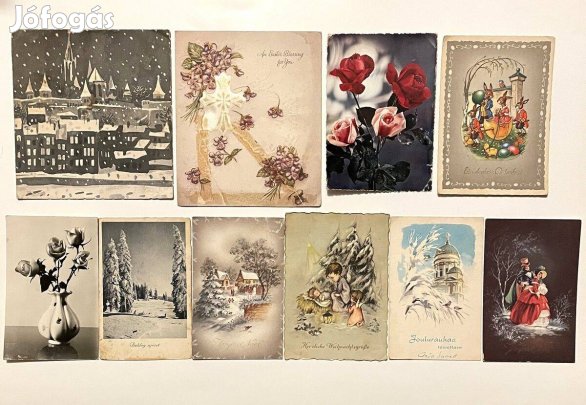 Húsvéti 10db ünnepi képeslap 1950 karácsonyi üdvözlőlap levelezőlap