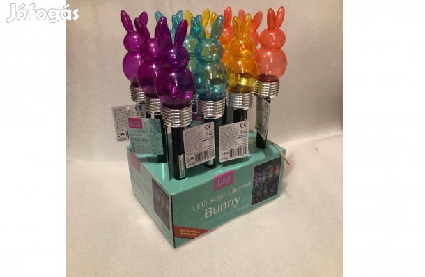 Húsvéti Napelemes 12db Leszúrható szolár lámpa nyuszi fehér LED 38,5cm