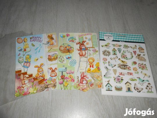 Húsvéti (nyuszi, csibe, virág, pillangó, stb.) mintás matrica csomag