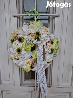 Húsvéti, romantikus, koszorú virágokkal, ajtódisz, kopogtató