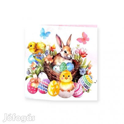 Húsvéti ablakmatrica csibe és nyúl mintás, 30,5 × 30,5 cm