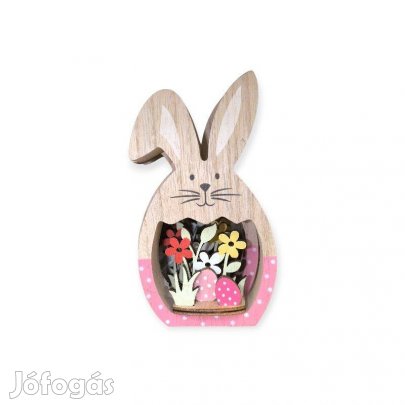 Húsvéti fa asztaldísz nyúl virágokkal és tojásokkal 8,5x2x15cm