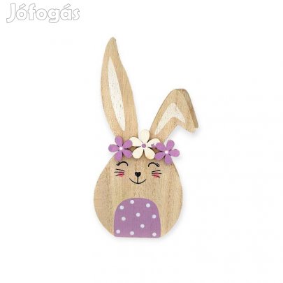 Húsvéti fa díszítés nyúl lila tojásban fehér margarétával 8x2x18 cm