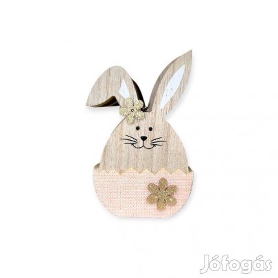 Húsvéti fa nyuszi rózsaszín tojásban margarétával 9x2,4x11,5 cm