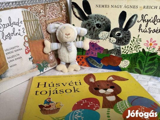 Húsvéti gyermek retro 3 db könyv, bárányka figurával