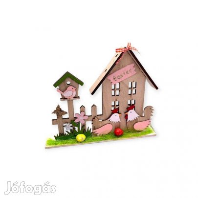 Húsvéti házikó tyúkokkal 22x4x19 cm