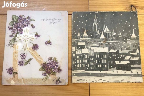 Húsvéti képeslap 1962 - 2db együtt retro karácsonyi üdvözlőlap fenyő