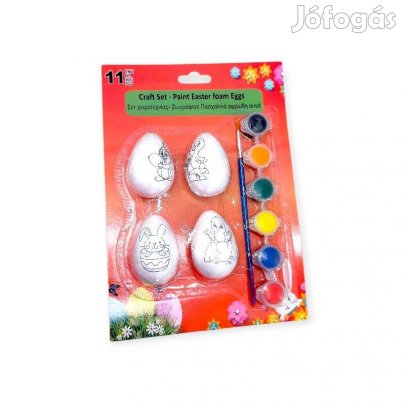 Húsvéti kézműves tojáskészlet 4 tojás, 6 festék és ecset