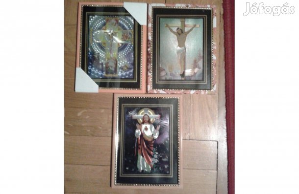 Húsvéti műanyag keretes vallásos falikép, új