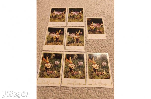 Húsvéti német nyulas képeslap postatiszta 8 db darabonként is