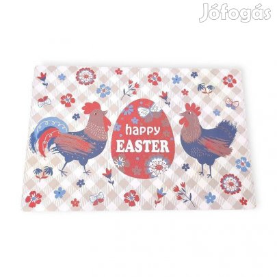 Húsvéti tányéralátét műanyag Happy Easter kakasok, 30x45 cm