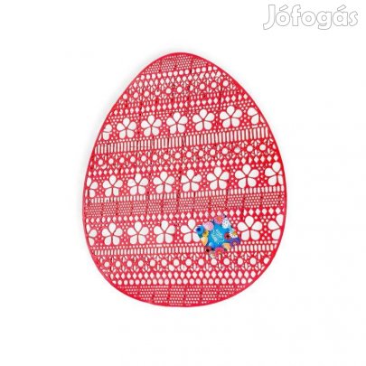 Húsvéti tányéralátét perforált tojás mintával piros, 31x39 cm