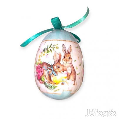 Húsvéti tojás dekoráció mentazöld, nyuszis, színes tojásos és virágo