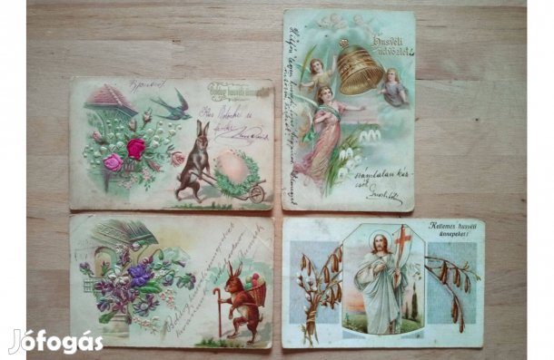 Húsvéti üdvözlet dombornyomott 1901, 1942 képeslap