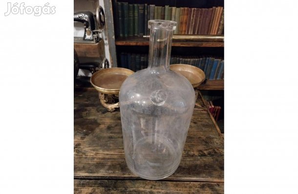 Huta üveg, régi 5 literes pecsétes pálinkás üveg dekorációnak 11