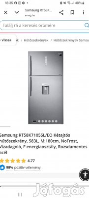 Hűtő, kombinált, twin-cooling, vízadagolós