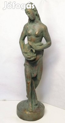 Hygieia görög istennő, bronz bevonatos antikolt felületű álló szobor