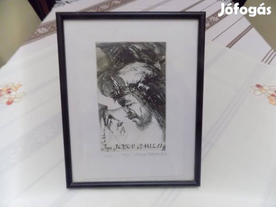 II. János Pál pápát ábrázoló kisgrafikai műalkotás