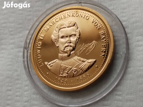 II. Lajos Bajor Király Aranyozott emlékérem
