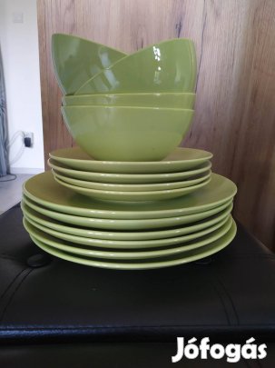 IKEA 14db-os étkészlet, tányér, gyönyörű tavaszi üde zöld