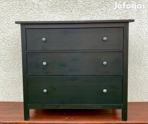 IKEA Barna Sötétbarna Fekete Fa Fenyő Hemnes Komód 3 Fiókos Sublót